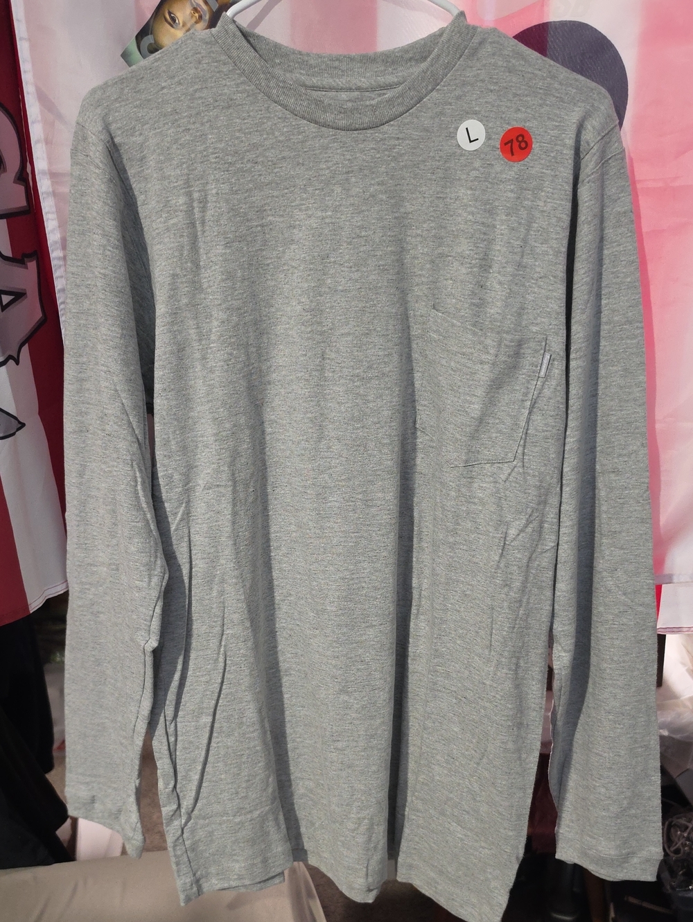 Men's Long Sleeve Crew Pocket Shirt - Grey